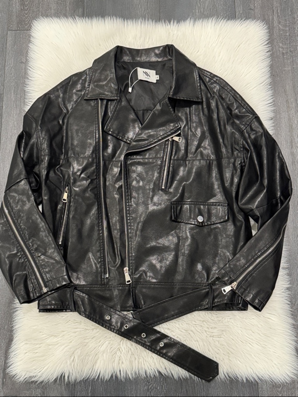 Women's Black Faux Leather Moto Jacket